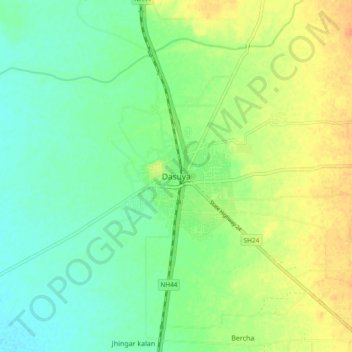 Топографическая карта Dasuya, высота, рельеф