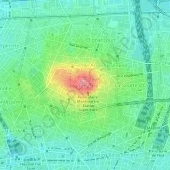 Топографическая карта Montmartre, высота, рельеф