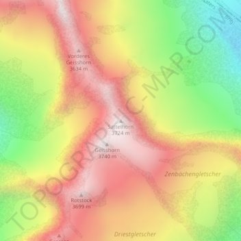 Топографическая карта Sattelhorn, высота, рельеф