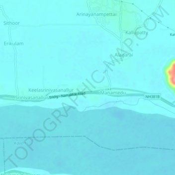 Топографическая карта Kodiyampalayam, высота, рельеф