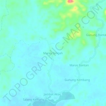 Топографическая карта Maras Tengah, высота, рельеф