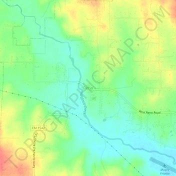Топографическая карта Reno, высота, рельеф