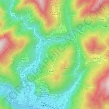 Топографическая карта Verzimo, высота, рельеф
