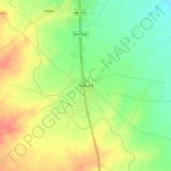 Топографическая карта Rahata, высота, рельеф