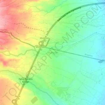 Топографическая карта Manuali, высота, рельеф