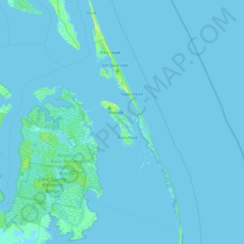 Топографическая карта Roanoke Island, высота, рельеф