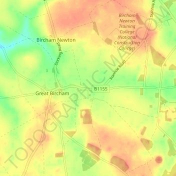 Топографическая карта Bircham Tofts, высота, рельеф