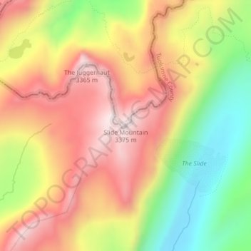 Топографическая карта Slide Mountain, высота, рельеф