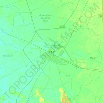 Топографическая карта Hisar, высота, рельеф