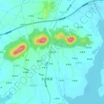 Топографическая карта 许家大湾, высота, рельеф