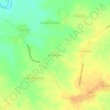Топографическая карта Narangpur, высота, рельеф