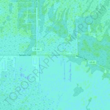 Топографическая карта Ochopee, высота, рельеф