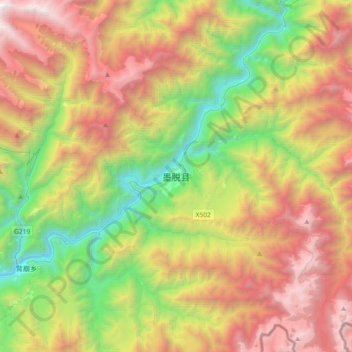 Топографическая карта 墨脱县, высота, рельеф