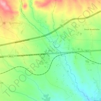 Топографическая карта Ouiss, высота, рельеф