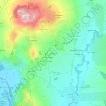 Топографическая карта Les Clovias, высота, рельеф