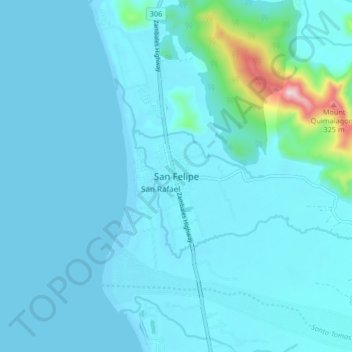 Топографическая карта San Felipe, высота, рельеф