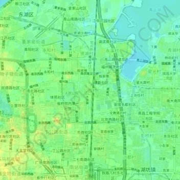 Топографическая карта 公园村, высота, рельеф