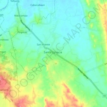 Топографическая карта Santa Ignacia, высота, рельеф