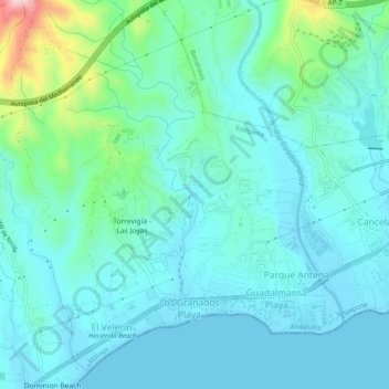 Топографическая карта La Resina, высота, рельеф
