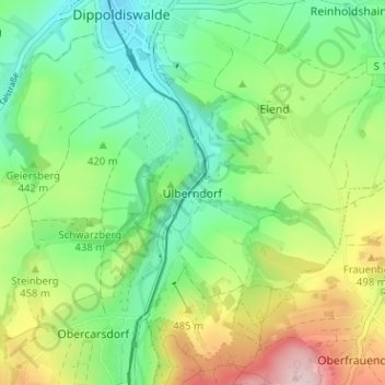 Топографическая карта Ulberndorf, высота, рельеф