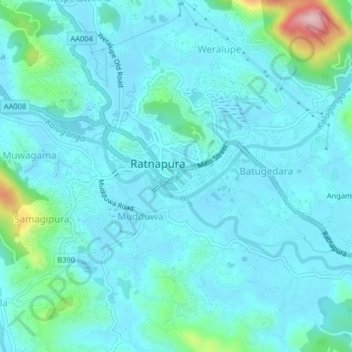 Топографическая карта Ambagahayata, высота, рельеф
