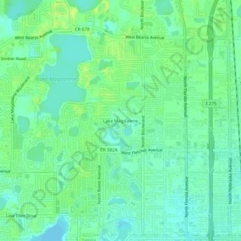 Топографическая карта Lake Magdalene, высота, рельеф
