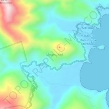 Топографическая карта Motongkad, высота, рельеф