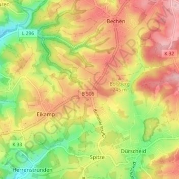 Топографическая карта Schanze, высота, рельеф