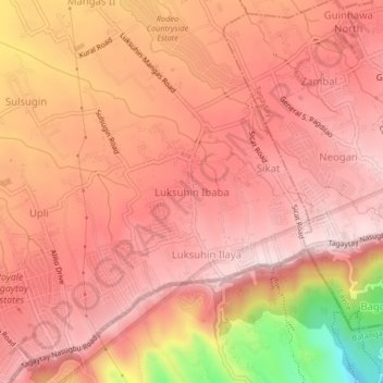 Топографическая карта Luksuhin Ibaba, высота, рельеф