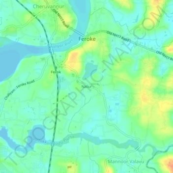 Топографическая карта Nallur, высота, рельеф