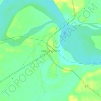 Топографическая карта Gopiballabhpur, высота, рельеф