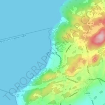 Топографическая карта Småland, высота, рельеф