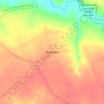Топографическая карта Черняки, высота, рельеф