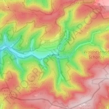 Топографическая карта Latrop, высота, рельеф