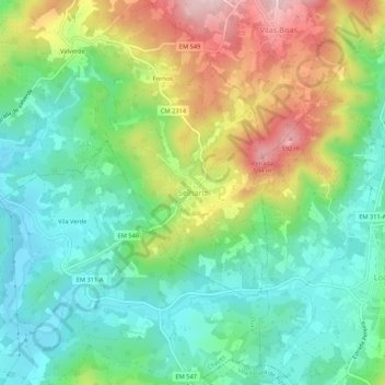 Топографическая карта Selhariz, высота, рельеф