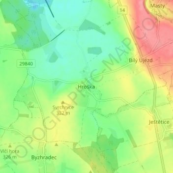 Топографическая карта Hroška, высота, рельеф
