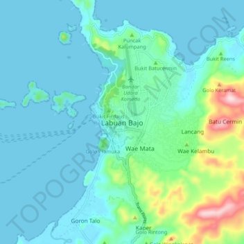 Топографическая карта Labuan Bajo, высота, рельеф
