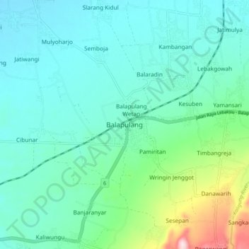 Топографическая карта Balapulang, высота, рельеф