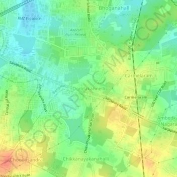 Топографическая карта Doddakannelli, высота, рельеф