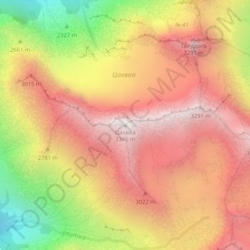 Топографическая карта Цахвоа, высота, рельеф