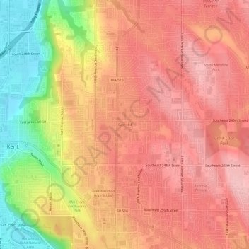 Топографическая карта East Hill, высота, рельеф