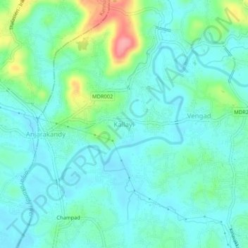 Топографическая карта Kallayi, высота, рельеф