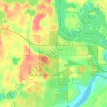 Топографическая карта Pulp, высота, рельеф