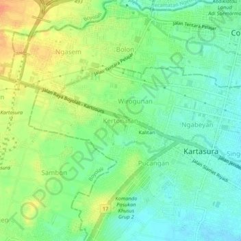 Топографическая карта Kertonatan, высота, рельеф