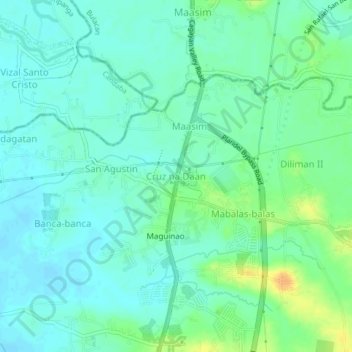 Топографическая карта Cruz na Daan, высота, рельеф