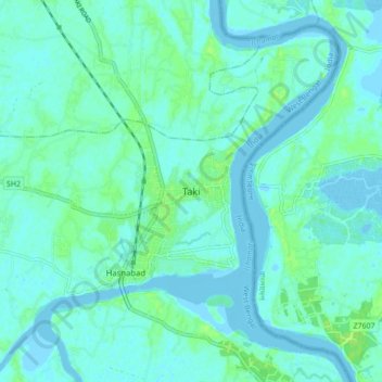 Топографическая карта Taki, высота, рельеф
