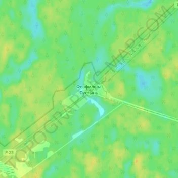 Топографическая карта Феофилова Пустынь, высота, рельеф