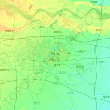 Топографическая карта 鼓楼区, высота, рельеф