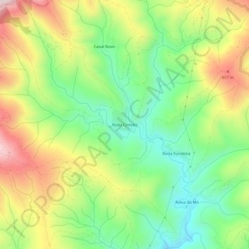 Топографическая карта Roda Cimeira, высота, рельеф