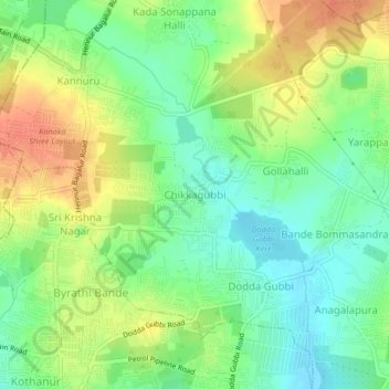 Топографическая карта Chikkagubbi, высота, рельеф